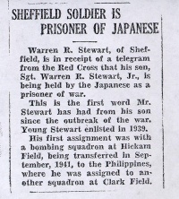 Newspaper Clipping: Sheffield soldier is a prisoner of the Japanese