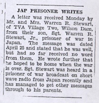 Newspaper Clipping: Japanese prisoner writes, no. 1