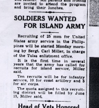 Newspaper Clipping: Soldiers Wanted For Island Army