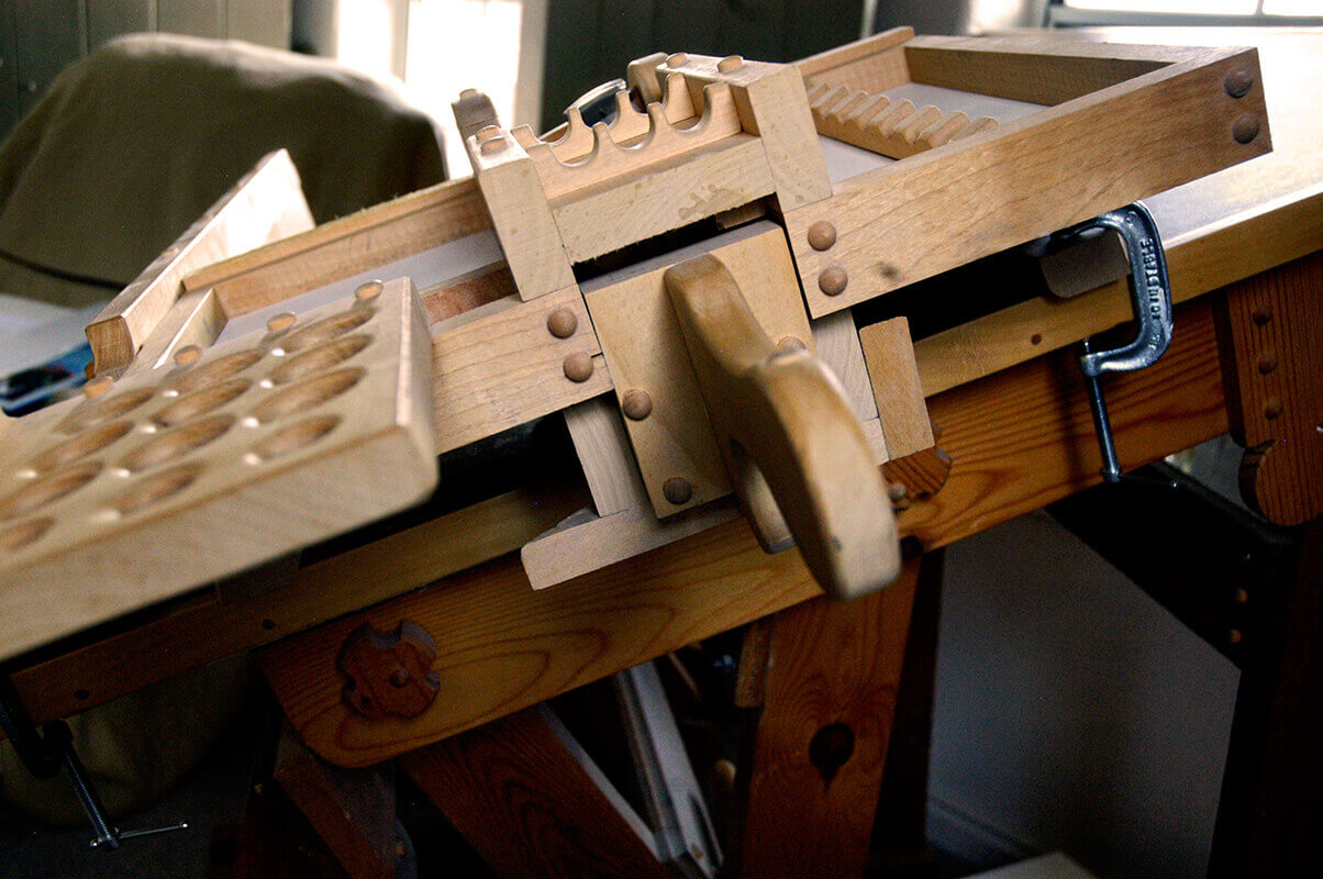 Another view of the hand rest and tool caddy.