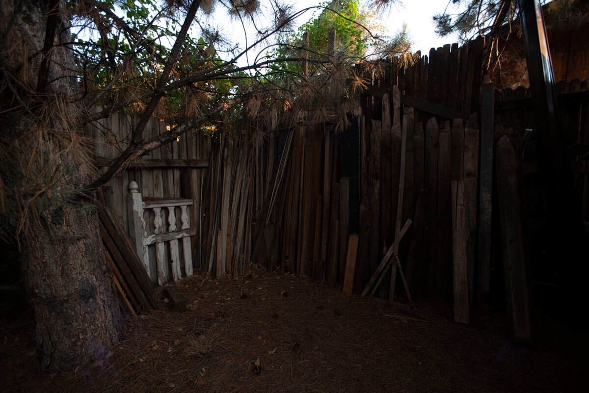 The enclosure on the west side of the barn is home to our lumber yard of weathered wood, used for ev...