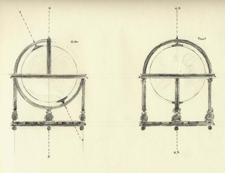 The martellus projecta commission to make a globe and floor stand